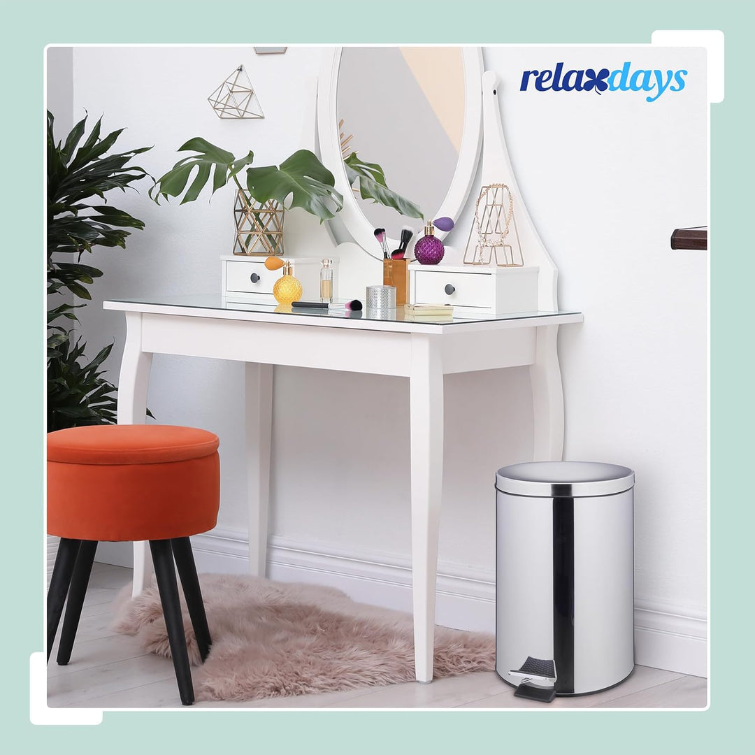 Relaxdays Mülleimer Küche, 20 Liter, spiegelpolierter Edelstahl, entnehmbarer Inneneimer, Fusspedal,