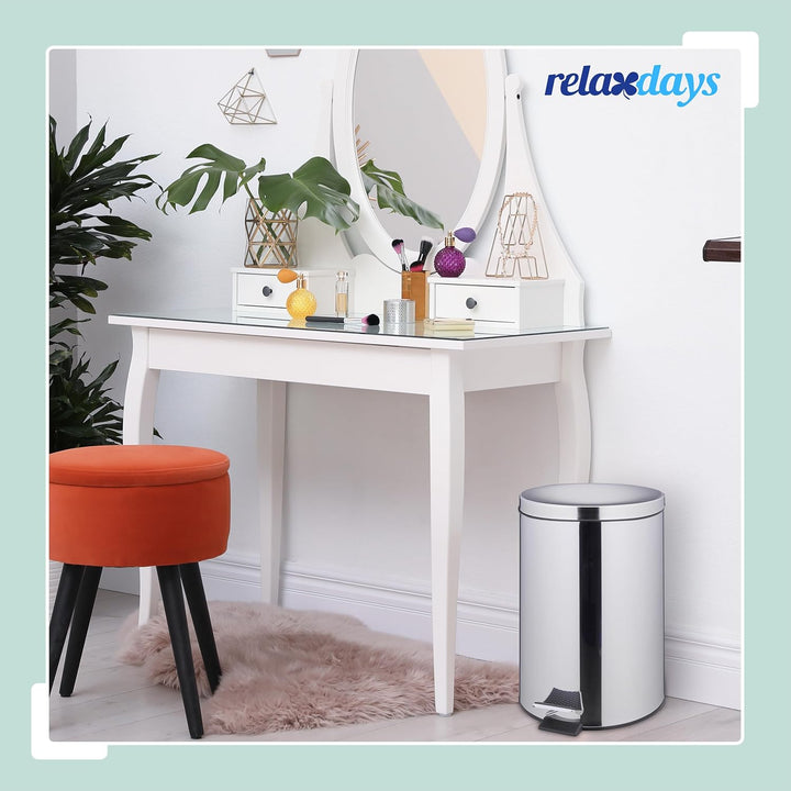 Relaxdays Mülleimer Küche, 20 Liter, spiegelpolierter Edelstahl, entnehmbarer Inneneimer, Fusspedal,