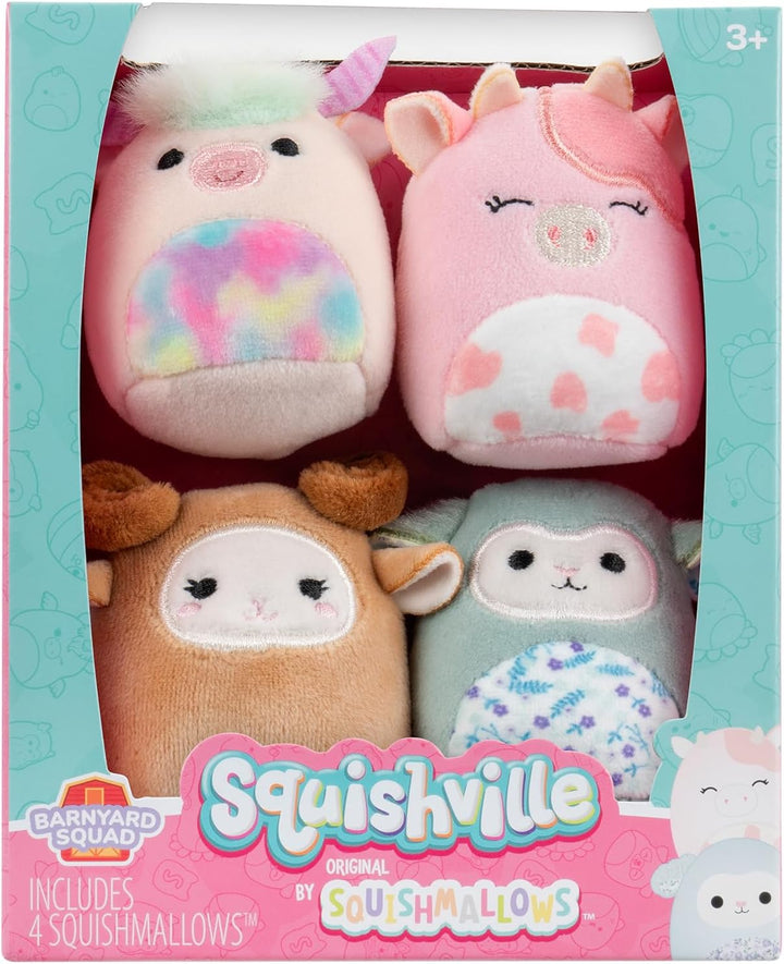 Squishville SQM0506-4er Pack Scheunen Squad, superweiche Mini-Squishmallows, 5cm Plüschfiguren, Sche