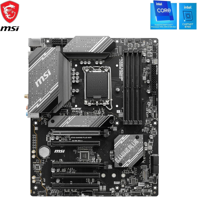 MSI B760 GAMING PLUS WIFI Mainboard, ATX - Unterstützt Intel Core Prozessoren der 14., 13. und 12. G