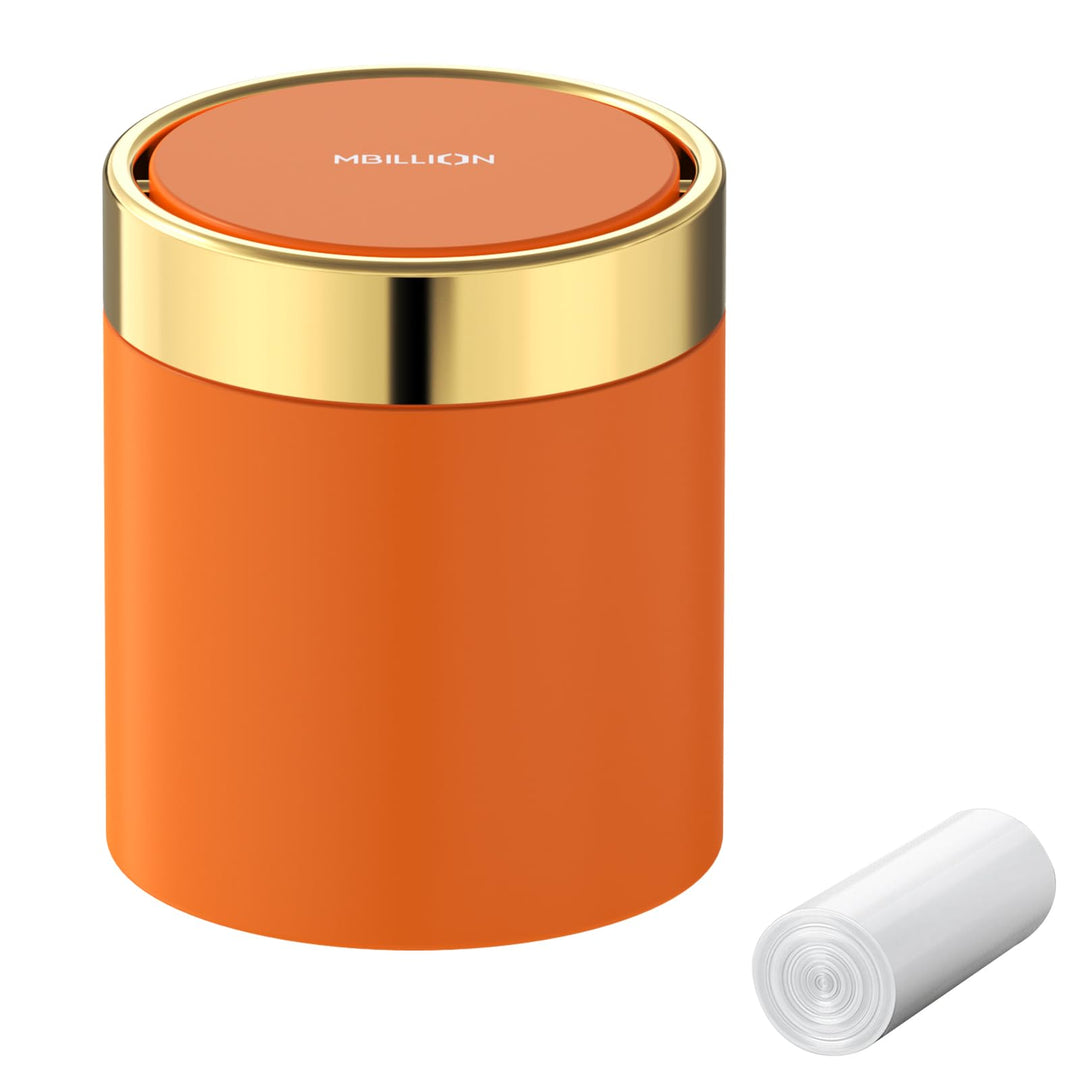 Mbillion Mini-Mülleimer mit Deckel, kleiner Mülleimer für den Schreibtisch, niedlicher Metall für Ti