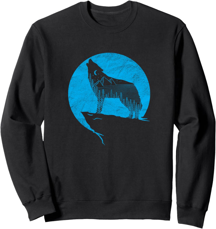 Wolf Natur-Illustration - Outdoor Wandern Tierschutz Wald Sweatshirt