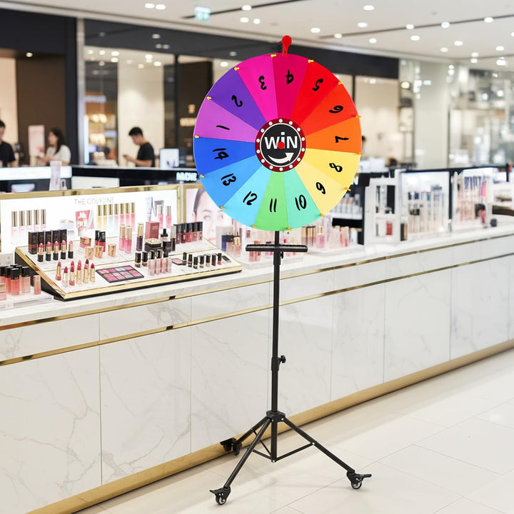 60 cm Glücksrad zum Drehen Gross, Glücksrad zum Delbstgestalten, mit 360°-Drehrollen, 14 Anpassbare