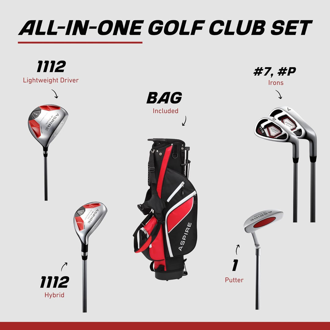 Aspire Junior Plus Komplettes Golfschläger-Set für Kinder, Kinder - 5 Altersgruppen Jungen und Mädch