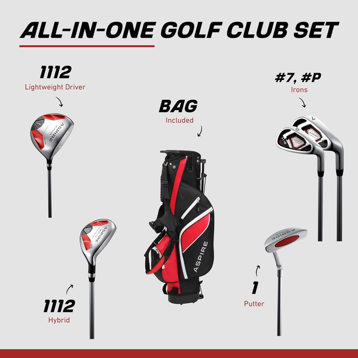 Aspire Junior Plus Komplettes Golfschläger-Set für Kinder, Kinder - 5 Altersgruppen Jungen und Mädch