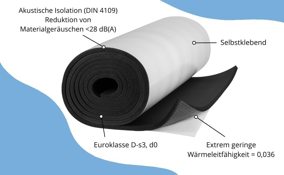 SIMPLEFLEX selbstklebende Kautschukdämmmatte 13mm - 1m x 1m Isolierung, 13mm - 1m x 1m