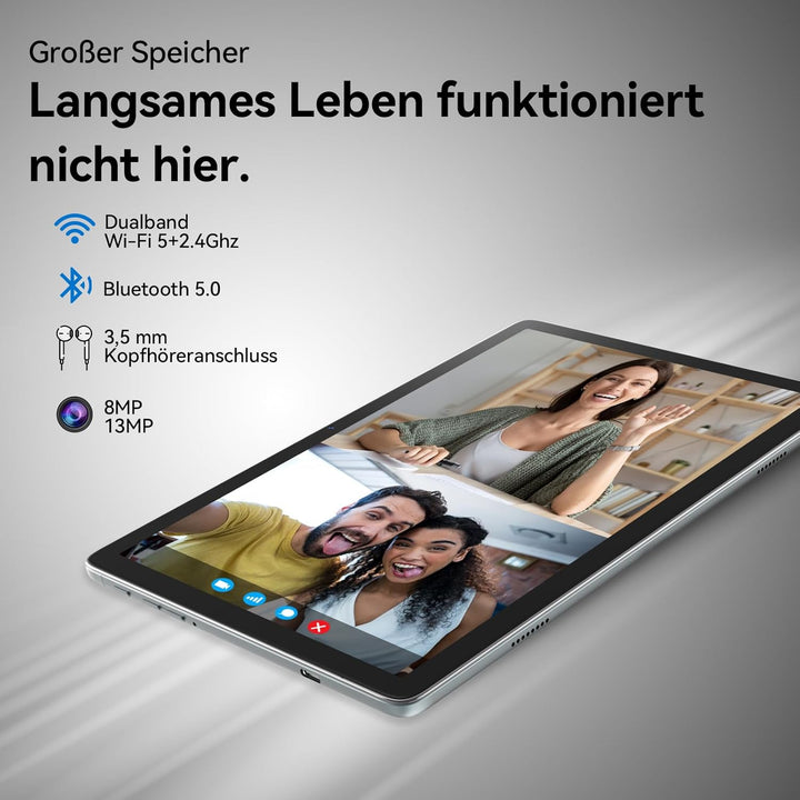 KADYBE 2024 Neueste Android Tablet 10 Zoll,128GB ROM (1TB TF),Octa-Core,1080FHD,|Gesichtserkennung|