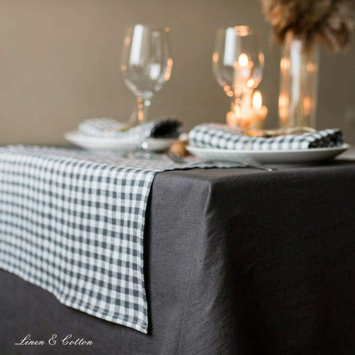 Linen &amp; Cotton Tischdecke Stoff Tischtuch Tischwäsche Hygge -100% Leinen, Grau (100 x 140 cm) Mittel