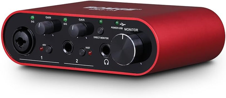 BOMGE BMG11S USB-Audio-Schnittstelle (24 Bit/192 kHz) mit XLR, 48 V Phantomspeisung, für Gitarristen