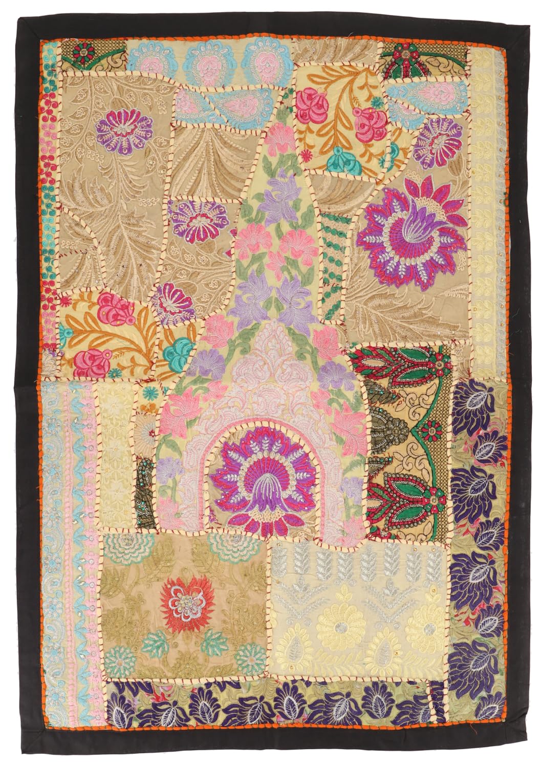 GURU SHOP Orientalischer Tischläufer, Wandbehang, Einzelstück 95x65 cm - Motiv 1, Baumwolle 95L x 65