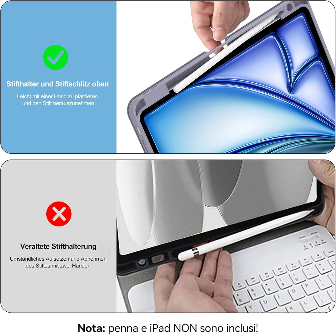 IVEOPPE Tastatur für iPad Air 11” M4 2026/M3 2025/M2 2024, Schutzhülle mit Stifthalter, Hülle mit Bl