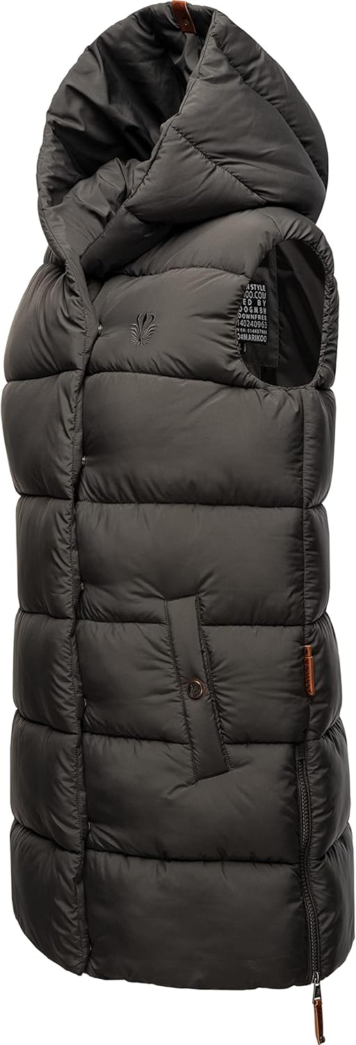 Navahoo warme Damen Winter Steppweste lang mit Kapuze Madilynaa XS-XXL M Anthracite, M Anthracite