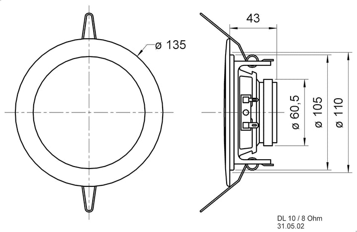 Visaton 50110 Lautsprecher DL 10 8 Ohm weiss Single, Single