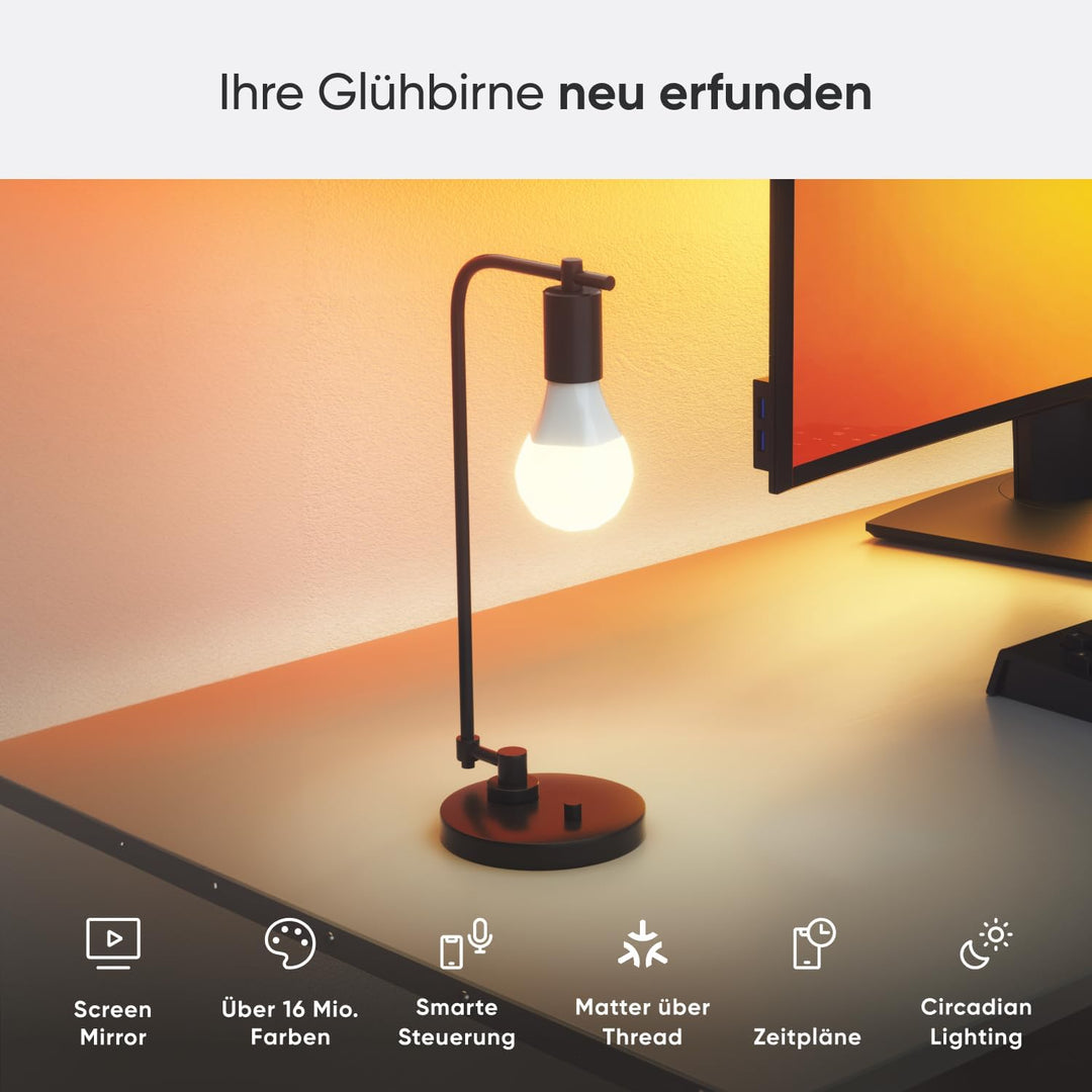 Nanoleaf Matter Essentials Glühbirne, 3 Smarten RGBW B22 LED Lampen - Matter über Thread, Bluetooth