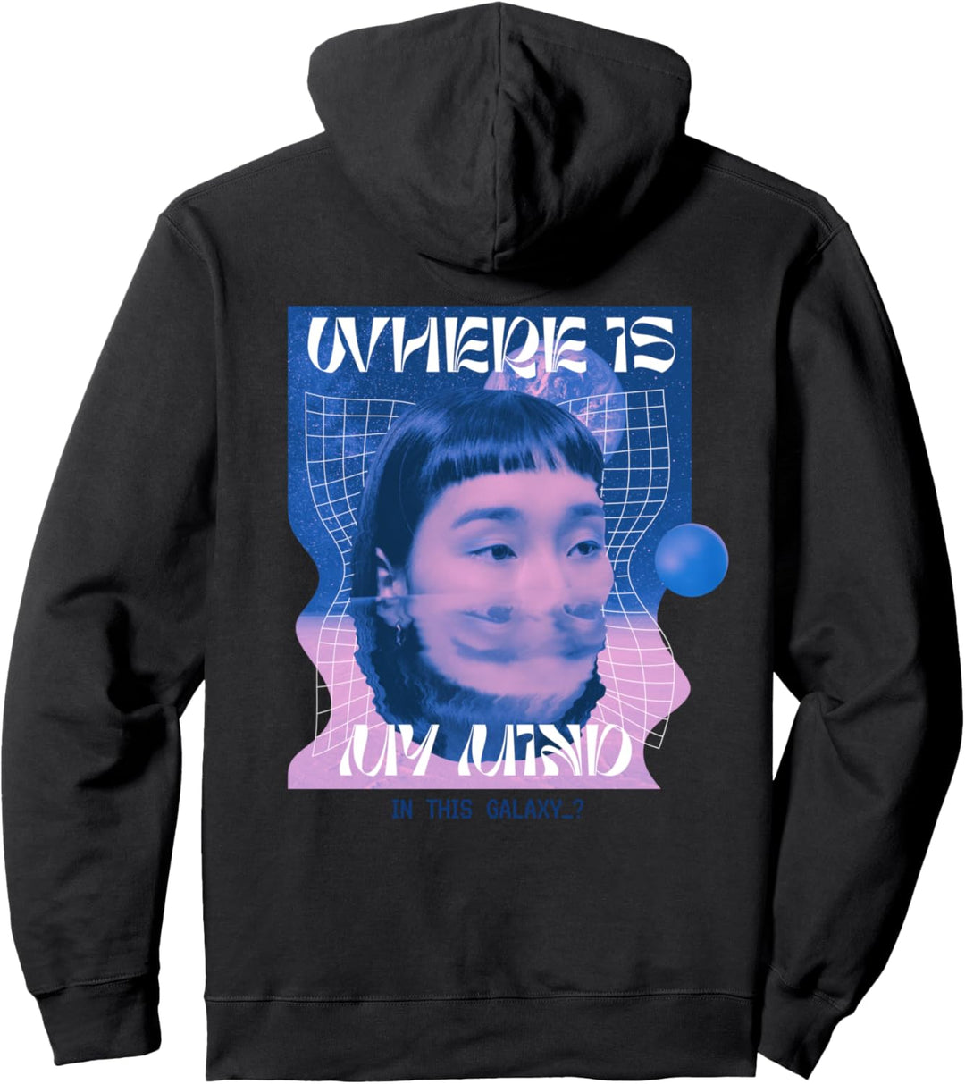 Backprint: Techno Musik Vaporwave EDM Party Raver Festival Pullover Hoodie