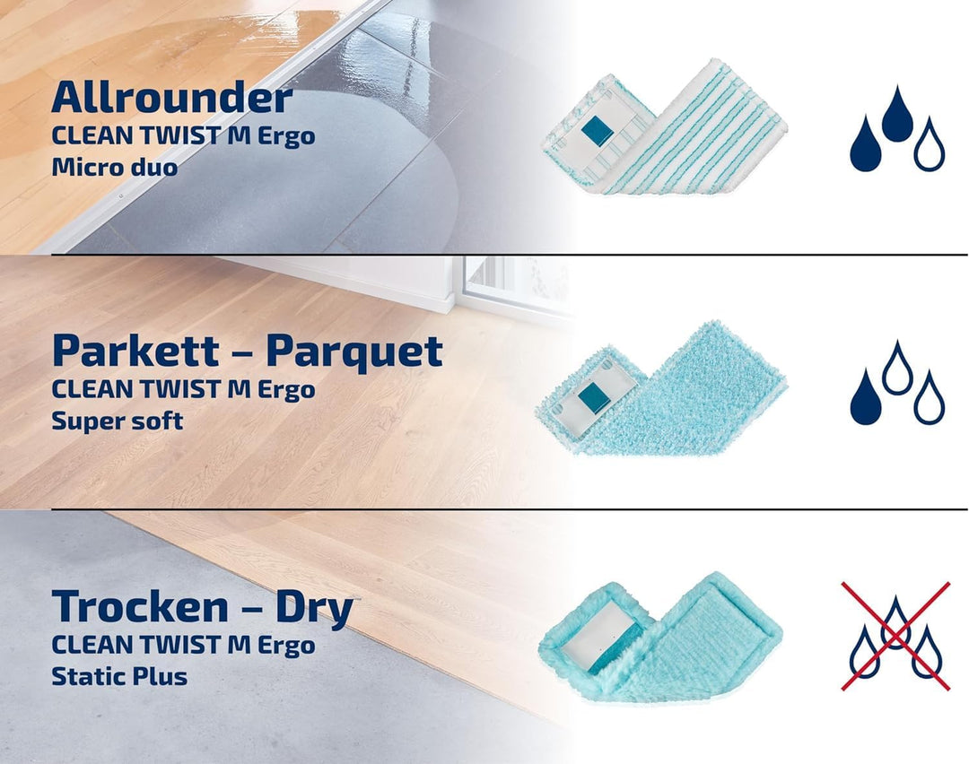 Leifheit Original 2er Set Wischbezug CLEAN Twist Ergo M super Soft 33 cm für Parkett, Holzböden und