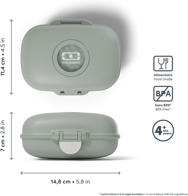 monbento – Brotdose Snackbox Kinder Gram – BPA-frei – Lunchbox für Schule, Park und Reisen – Bento B