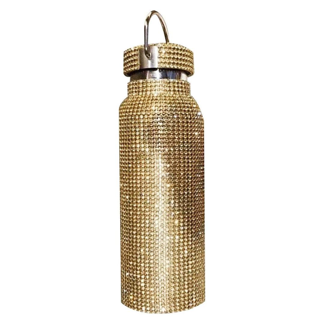 Clenp Vakuumbecher, Isolierter Strass Vakuumbecher Edelstahlkolben Flasche Trinkkessel Golden 750 ml