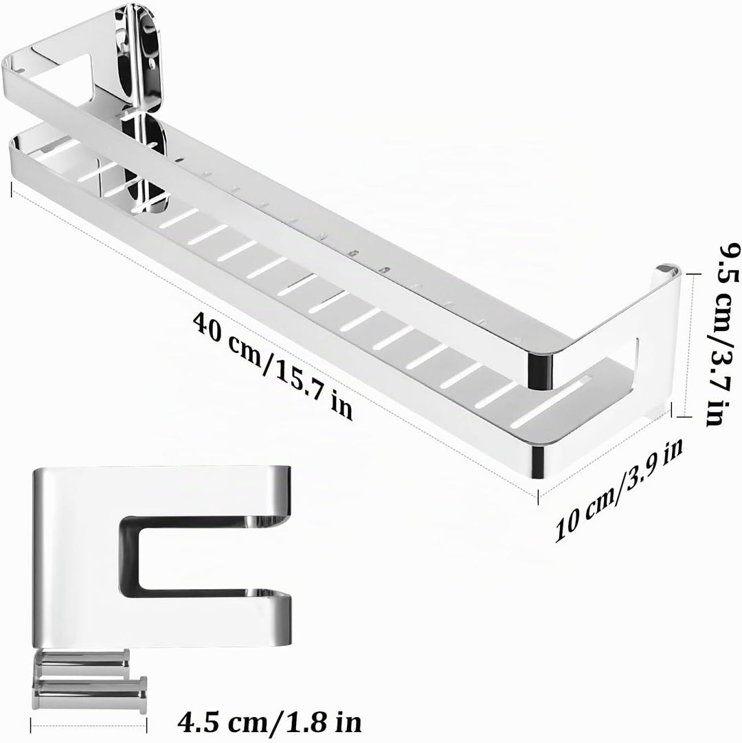Duschablage Edelstahl Badezimmer Organizer, Duschregal mit Haken für Shampoo und Duschgel (Silber) (