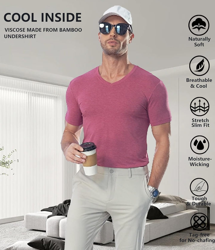 COLORFULLEAF 3/5er Pack Bambus Tank Top Herren Stretch Unterhemd Männer Einfarbig Business Arbeitsts