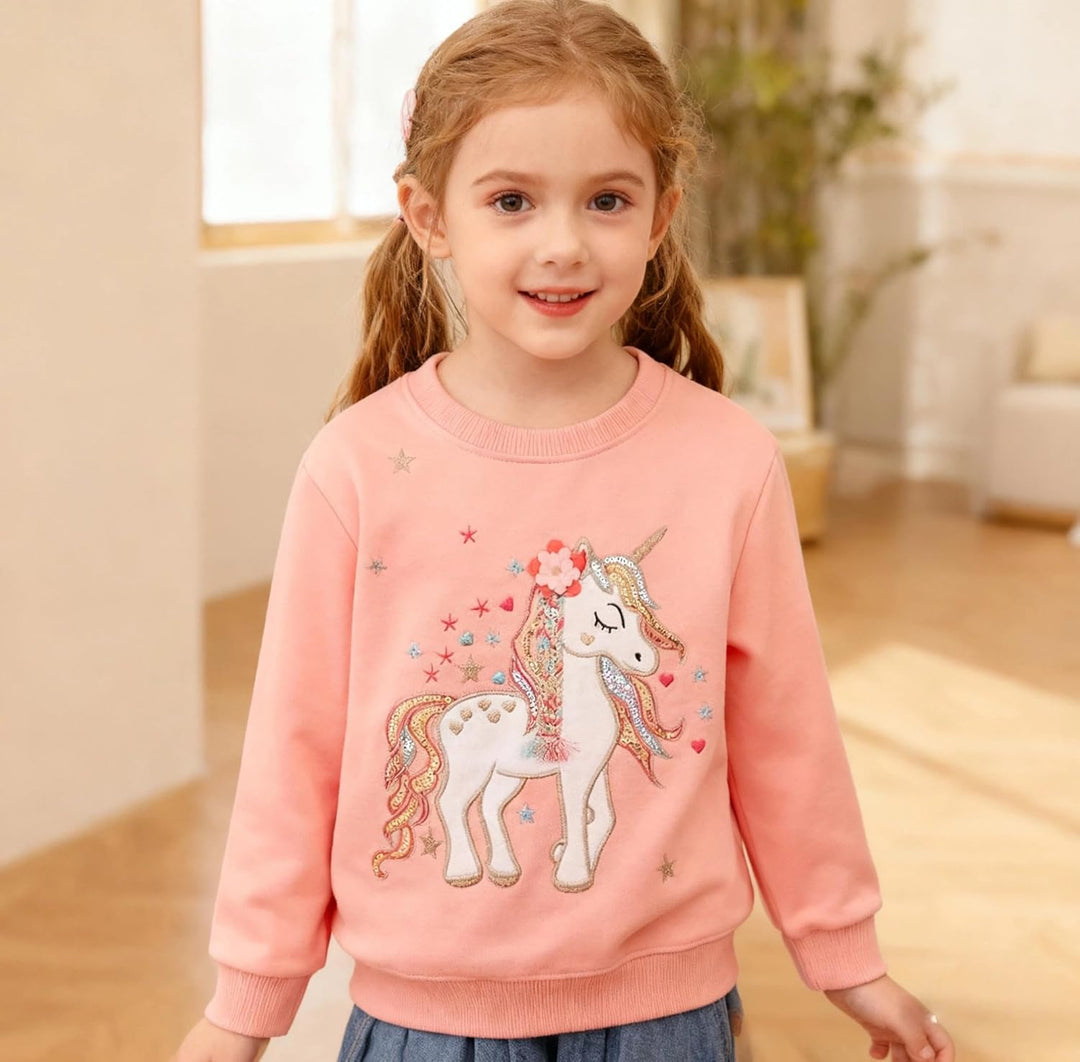 Sweatshirt Mädchen Pullover für Kinder Süss Cartoon Sweater Mädchen Langarmshirts aus Baumwolle Alte