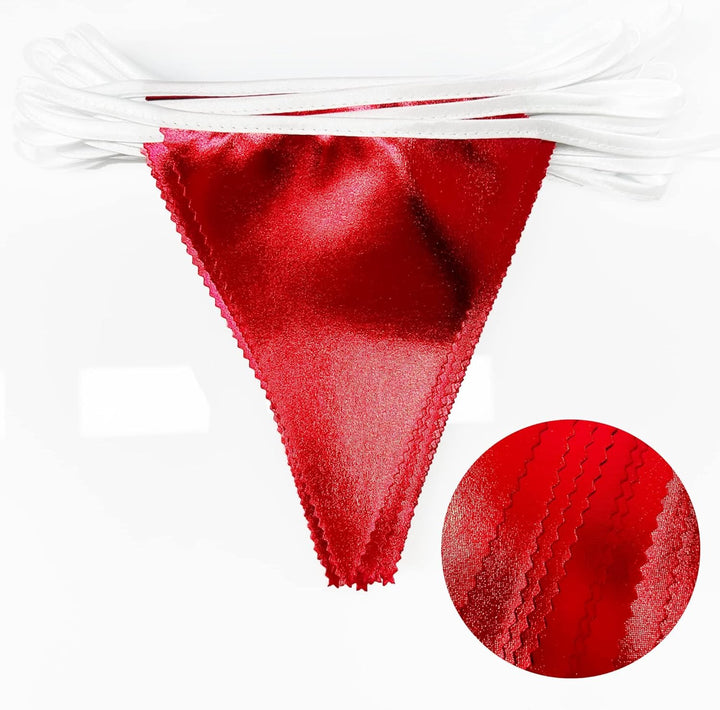 32Fuss Rote Stoff-Dreiecksbanner-Flagge Doppelseitig Metallisch Holografischer Wimpel Wimpelkette Gi