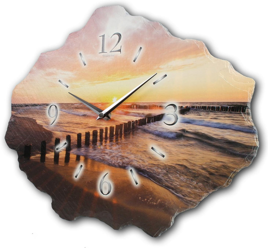 Kreative Feder Designer-Wanduhr aus Stein (Beton) Grösse ca. 40 x 30cm mit flüsterleisem Uhrwerk - S