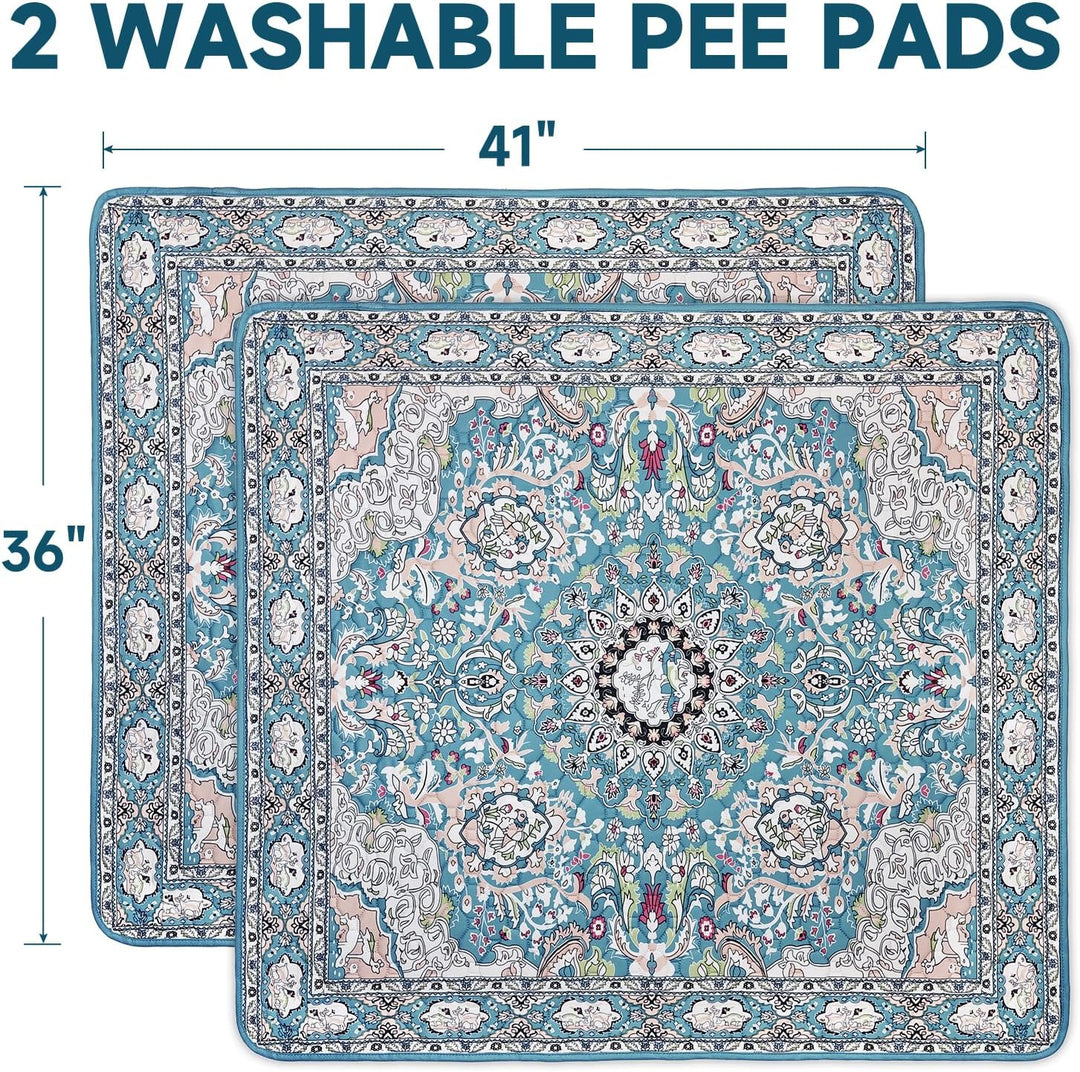 Washable Pee Pads for Dogs 2 Pack, 92 x 104cm Waterproof Non-Slip Reusable Puppy Pad with Fast Absor