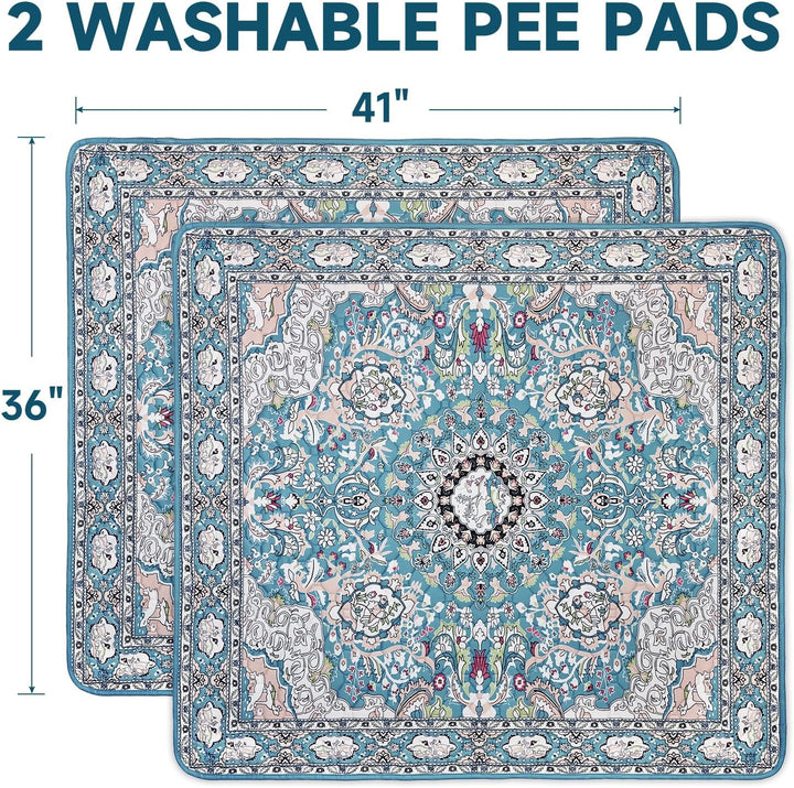 Washable Pee Pads for Dogs 2 Pack, 92 x 104cm Waterproof Non-Slip Reusable Puppy Pad with Fast Absor