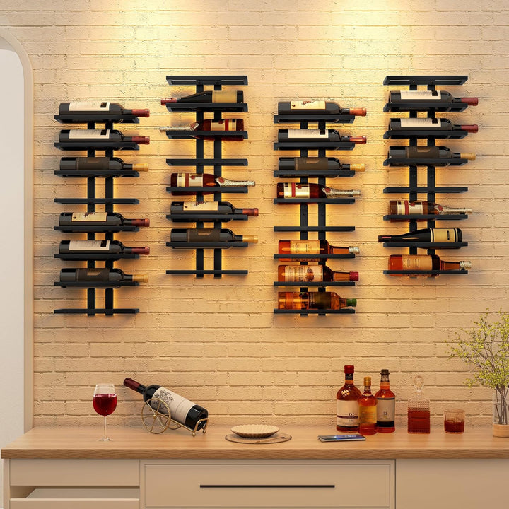 Hoctieon Weinregal Wand, Flaschenregal mit 8 Ebenen, Holz Weinregal Hängend Weinflaschenregale Schwa