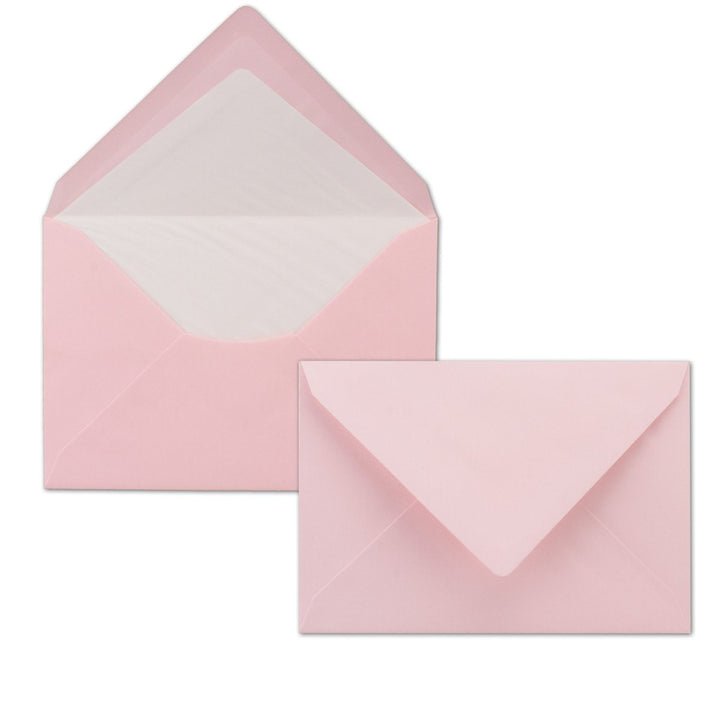 200 Briefumschläge Rosa - DIN C6 - gefüttert mit weissem Seidenpapier - 80 g/m² - 11,4 x 16,2 cm - N