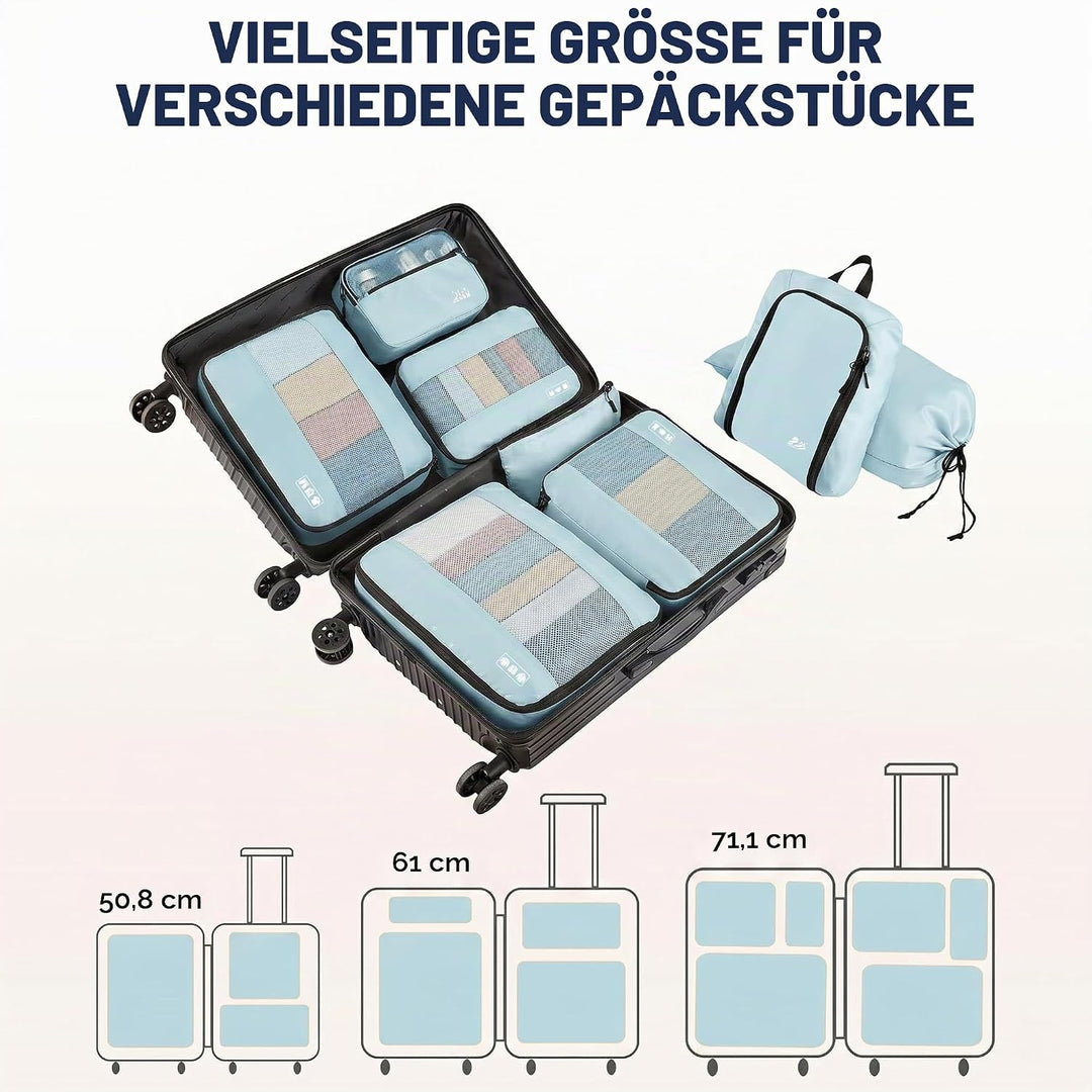 MURISE Koffer Organizer 8 Stück, Packing Cubes für Urlaub und Reisen, Packwürfel Packtaschen für Kof
