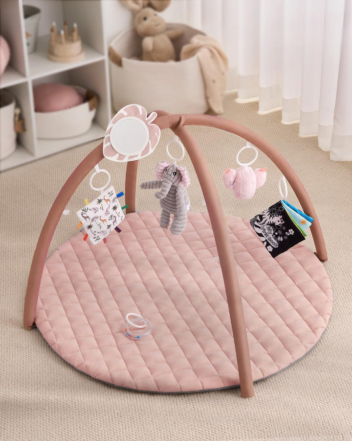 Blissful Diary Spielbogen Baby, Spieldecke Baby Gym Activity Decke mit 6 Abnehmbare Spielzeuge, krab