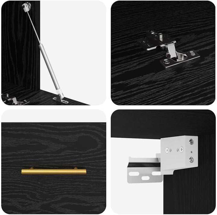 vidaXL Wandschrank Schwarz Eichen-Optik 100 x 36,5 x 35 cm, Wohnzimmer, moderner Stil, viel Stauraum