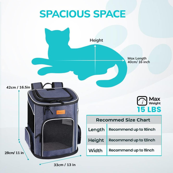 Morpilot Katzenrucksack Hunderucksack für Katzen und Kleine Hunde 7kg, Faltbare Haustier Rucksack mi