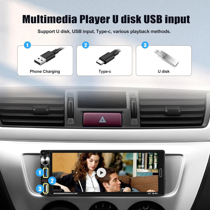 【Wireless】 CAMECHO Autoradio 1 DIN mit Carplay Wireless Android Auto Bluetooth Freisprecheinrichtung