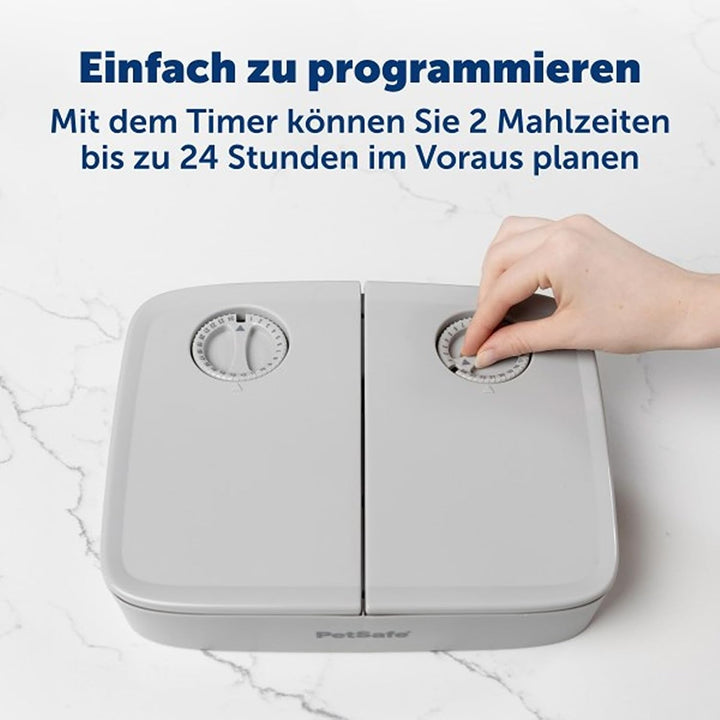 PetSafe Futterautomat für 2 Mahlzeiten, Integrierte Schaltuhren, BPA-freier Futternapf, Für Trockenf
