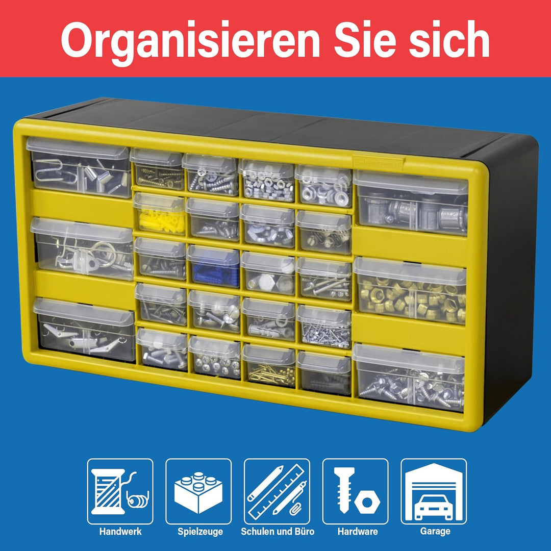 Akro-Mils 10126 26-Drawer Plastic Drawer Storage Cabinet for Garage Organization, Lego Storage, Teac