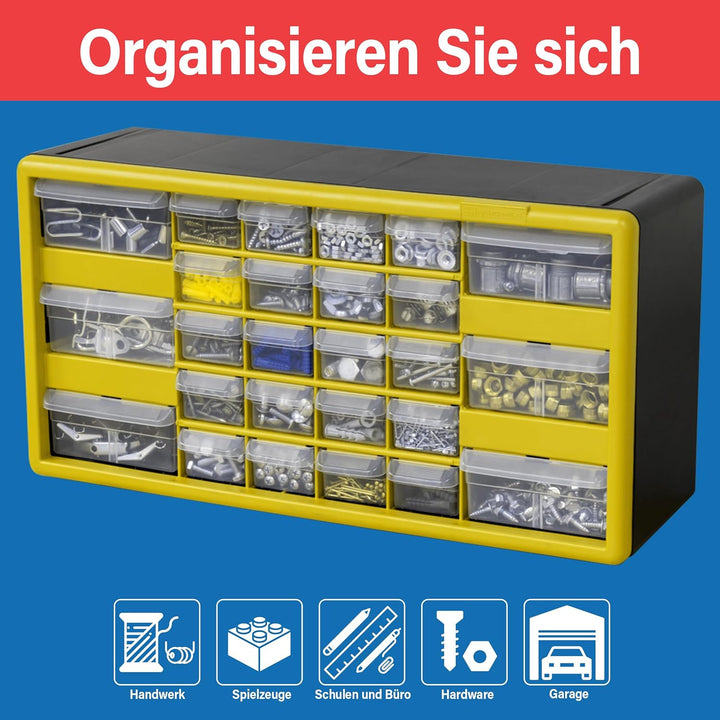Akro-Mils 10126 26-Drawer Plastic Drawer Storage Cabinet for Garage Organization, Lego Storage, Teac