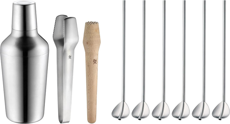 WMF Matroschka Cocktail Set 5-teilig, Barset mit Edelstahl Cocktail Shaker 700ml, Barmass, Cocktail