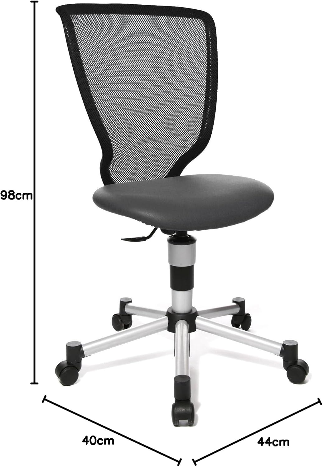 Topstar 71487S12 Titan Junior, Schreibtischstuhl, Netzrückenlehne, Bezugsstoff Anthrazit & 6991 Roll