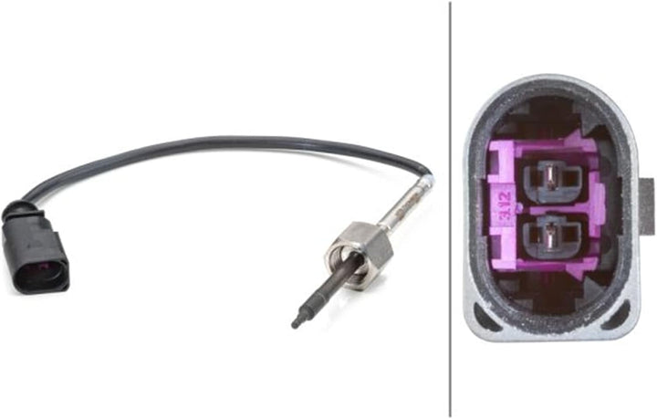 HELLA 6PT 014 494-161 Sensor, Abgastemperatur - 2-polig - geschraubt - Kabel: 220mm
