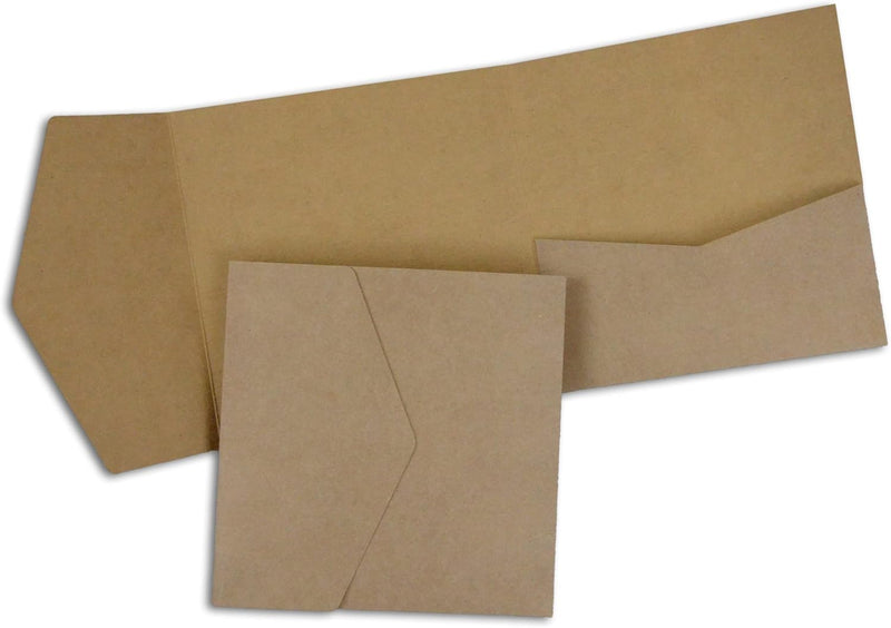 HOCHZEIT DIY Pocketfold Einladungskarten blanko mit Umschlägen - 50 Stück, Grösse quadratisch - Kraf