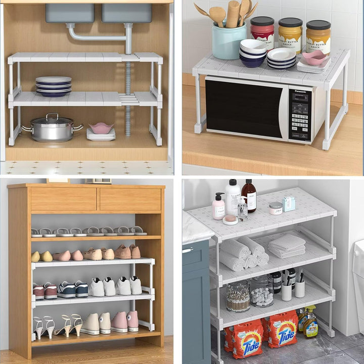 Erweiterbares Schrankregal, Verstellbare Kleiderschrank Organizer Rack, Stapelbar Aufbewahrungsorgan