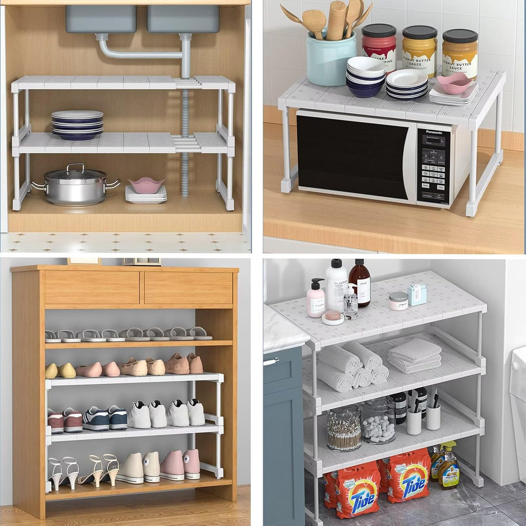 Erweiterbares Schrankregal, Verstellbare Kleiderschrank Organizer Rack, Stapelbar Aufbewahrungsorgan