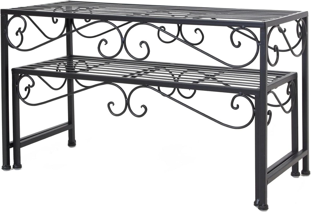 FRANK FLECHTWAREN Metall-Bank Ranken, 2er Set, Masse: 64 x 24 x 25 cm, 68 x 28 x 40 cm