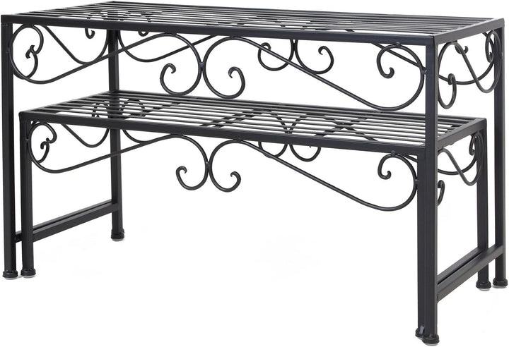 FRANK FLECHTWAREN Metall-Bank Ranken, 2er Set, Masse: 64 x 24 x 25 cm, 68 x 28 x 40 cm