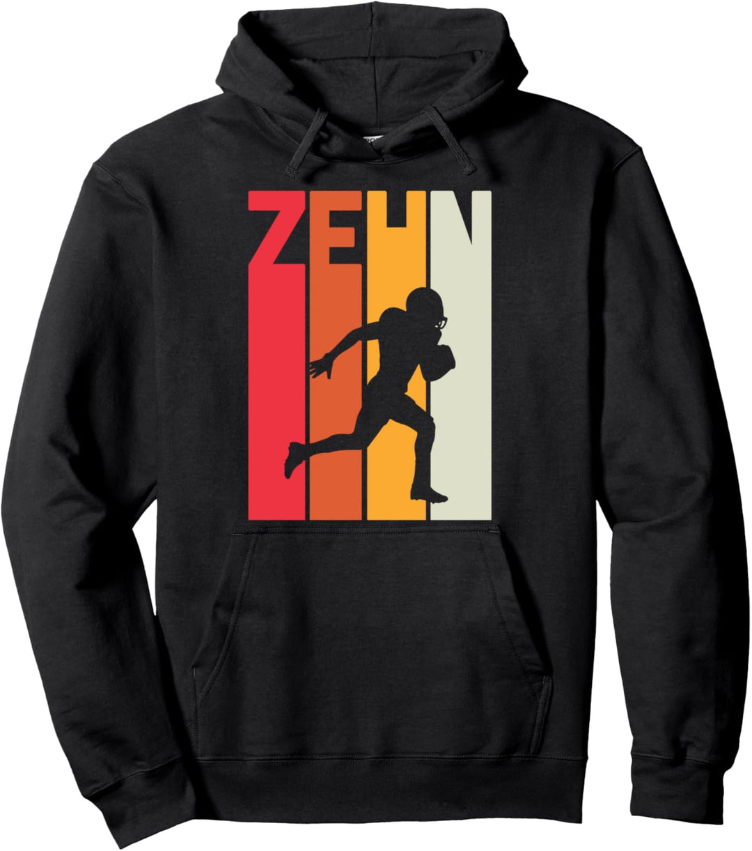 10. Geburtstag Retro American Football Mädchen Jungs Vintage Pullover Hoodie