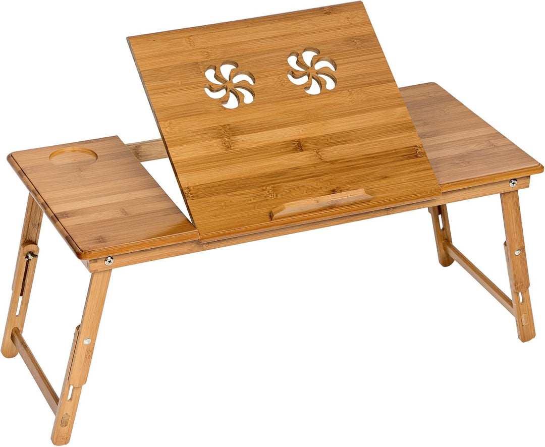 TecTake Laptoptisch Notebooktisch Betttisch faltbar klappbar höhenverstellbar aus Bambus - Diverse M