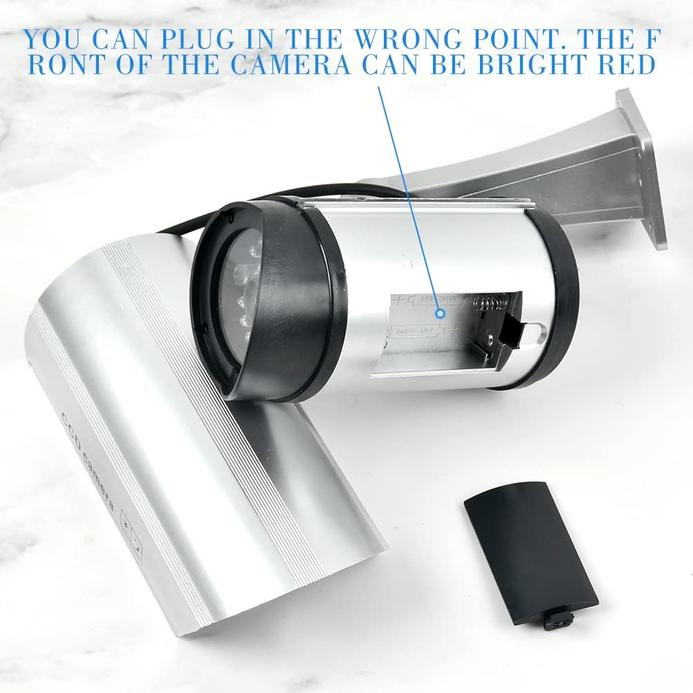 2 Stück Kamera Atrappe Aussen mit LED-Licht, Fake Kamera Überwachungskamera Attrappe, Dummy Kamera K